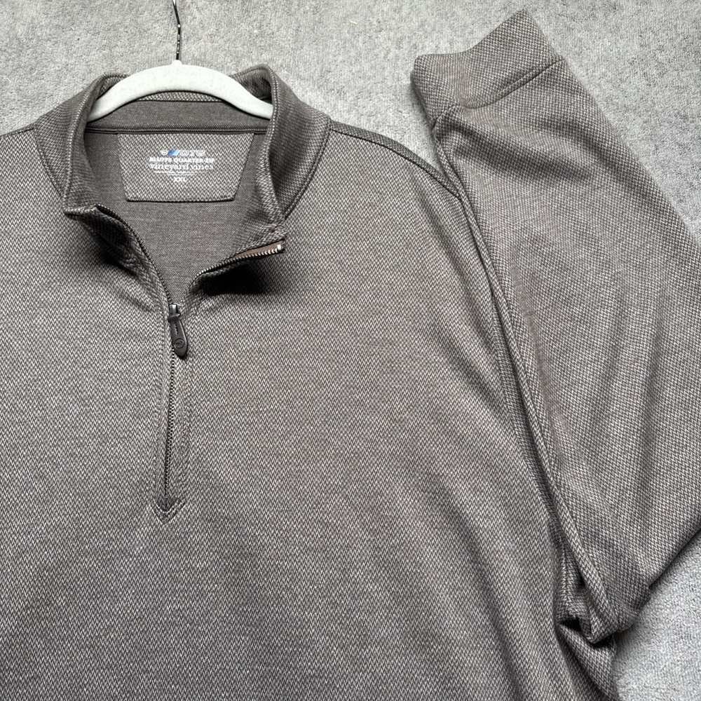 Vineyard Vines OTG Bluffs Quarter‎ Zip Pullover Performance Brown XXL Mens